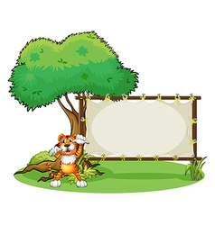 A tiger and the wooden frame vector image