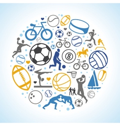 Round concept with sport icons and signs vector image