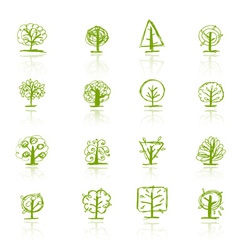 Set of sketch trees for your design vector image