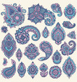 Big set of colorful henna floral elements Big set of colorful henna floral elements vector image
