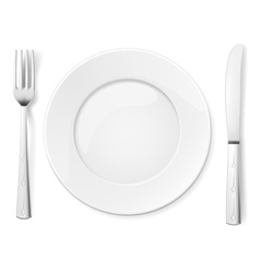 Empty plate with knife and fork vector image