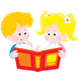 Girl and boy read a book vector image