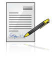 Document with a signature vector image