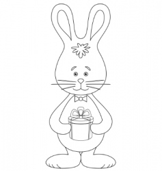Rabbit with a gift contour vector image