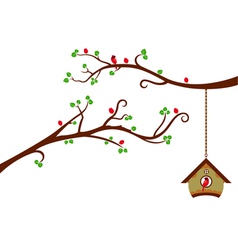 Two Branches with modern birdhouse vector image