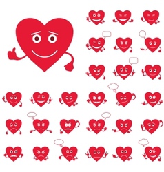 Valentine hearts smileys set vector image