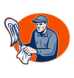Janitor cleaner with mop vector image