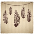 Ethnic feather on the cardboard background vector image