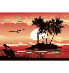 Tropical sunset vector image