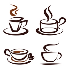 Set of coffee cups icons vector image