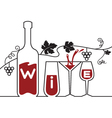 Bottle glasses and grapes vector image