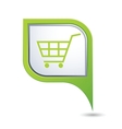 Shop basket on green map pointer vector image