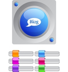 Blog color round button vector image