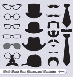 Mustache Hat Glasses and Ties Labels Mustache Hat Glasses and Ties Labels vector image