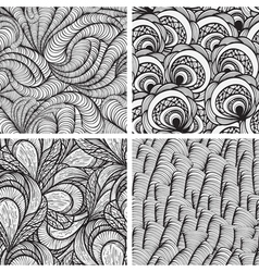 Seamless funky monochrome patterns vector image