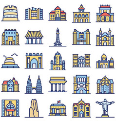 world landmarks isolated icons set that ca vector image