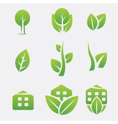 Green eco icons vector image