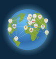Social connection abstract scheme on globe vector image