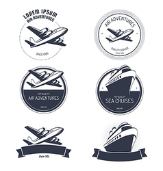 Vintage air and cruise tours labels and badges vector image