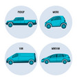 Pickup truck microcar van road vehicle minivan vector image