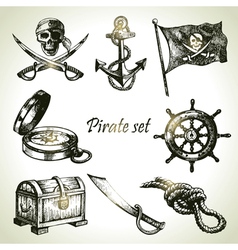 Pirates set hand drawn vector image
