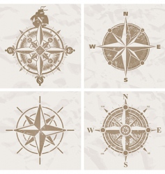 Vintage compass rose vector image