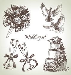 Wedding set hand drawn vector image
