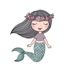 Beautiful little mermaid siren sea theme vector image