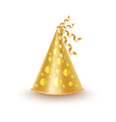 Bright golden festive cap with circles and stars Bright golden festive cap with circles and stars vector image