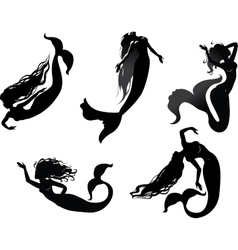 Mermaid silhouettes vector image