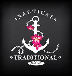 T-shirt print design Nautical marine badge design vector image