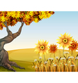 An autumn view with flowers vector image