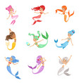 Cute fairy tale mermaid princess with colorful vector image