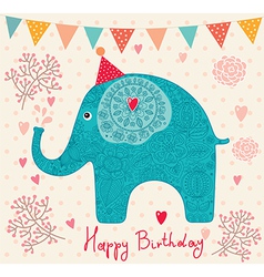 Floral Elephant vector image