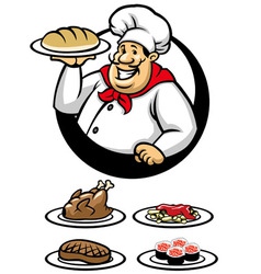 Chef presenting a plate of dish vector image
