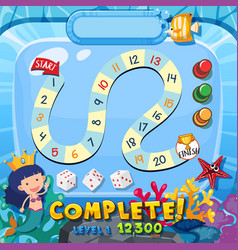 Underwater fish board game template Royalty Free Vector