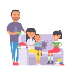 Family on couch vector image