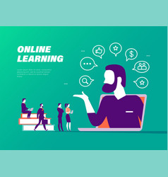 Online education landing enhance skill learning Vector Image