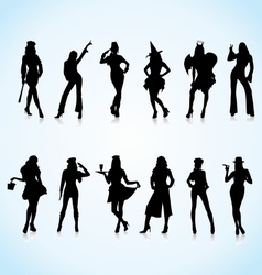 Women in Uniform Silhouettes vector image