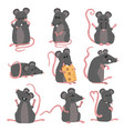 set of cute mice in various poses cartoon style vector image