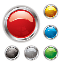 Silver bevel gel button vector image