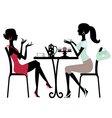 Silhoette women in cafe vector image