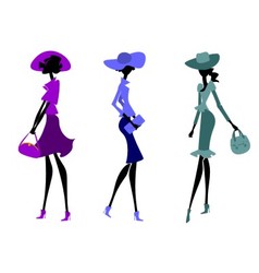 Three women in hats vector image