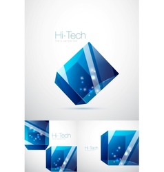 Blue glass cube background vector image