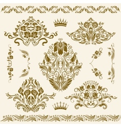 Set of damask ornaments vector image
