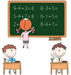 Cute kids in the classroom vector image