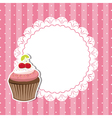 Cherry cupcake invitation card vector image