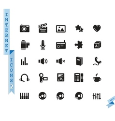 Black media icons vector image
