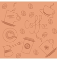 Coffee background in hand draw style vector image