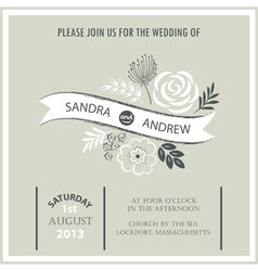 Vintage wedding invitation card vector image